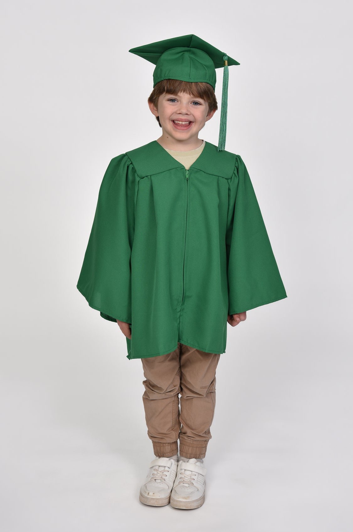 Children's Sized Graduation Hat and Gown Set in Green