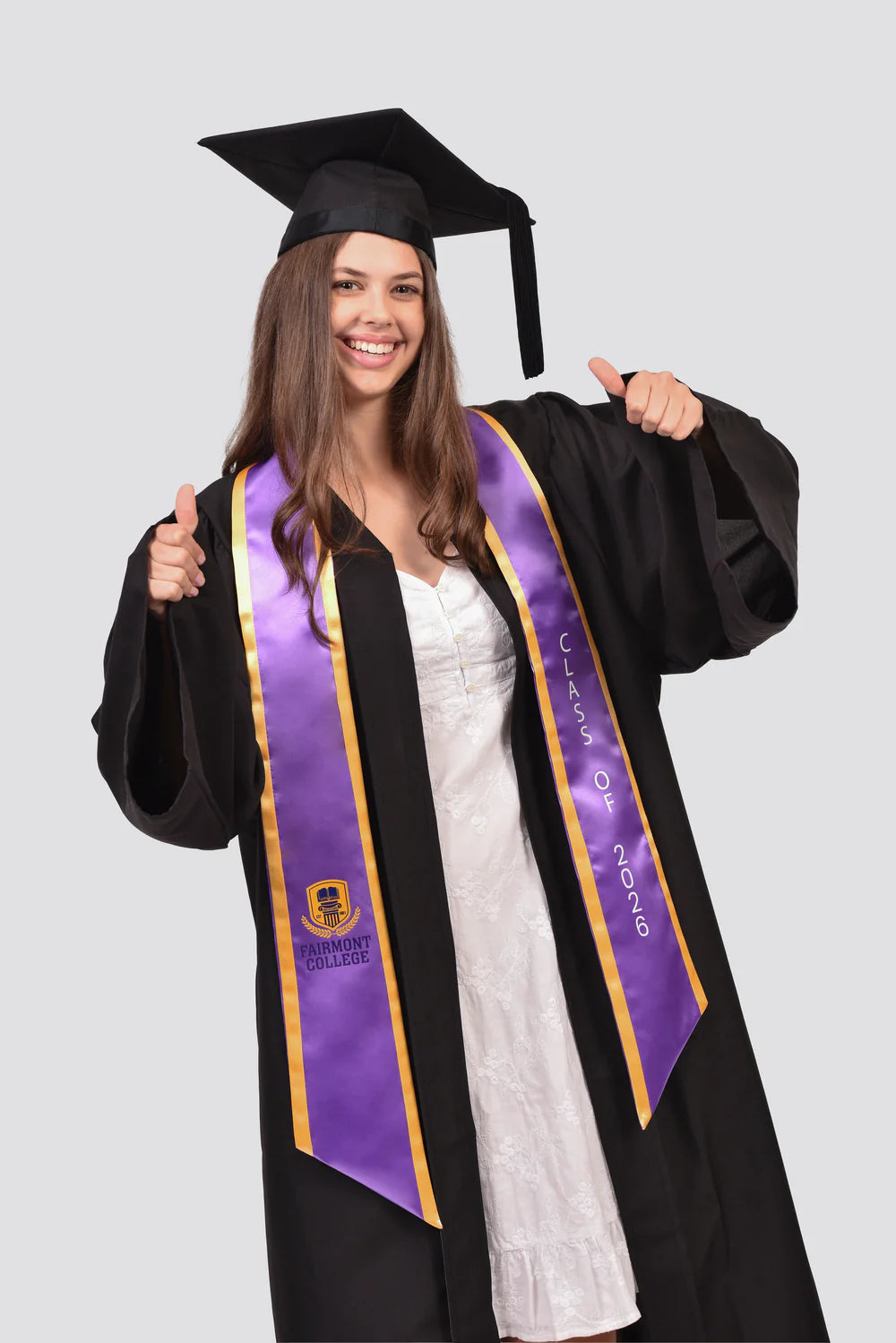 Purple and gold graduation sash designed for Australian college