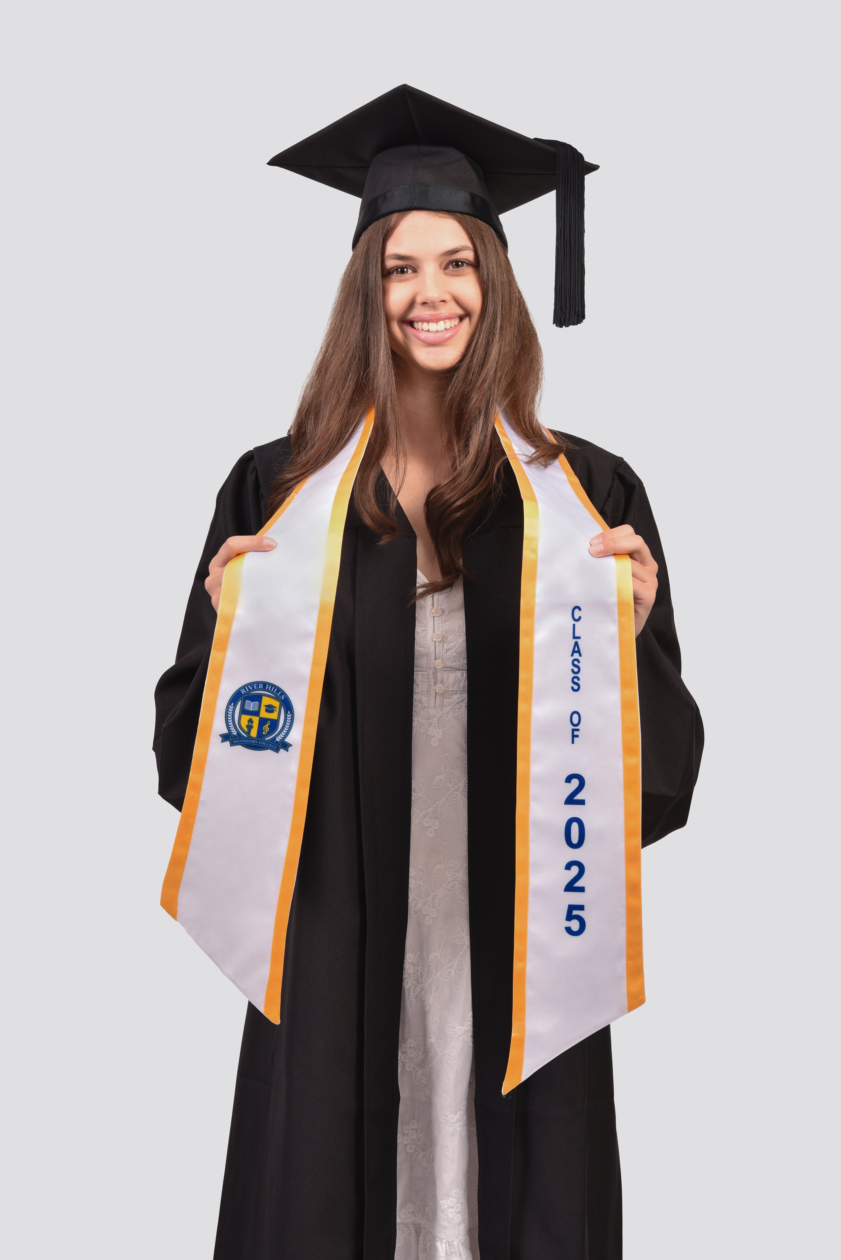 Custom Made Graduation Sash Featuring Coloured Edge Trim