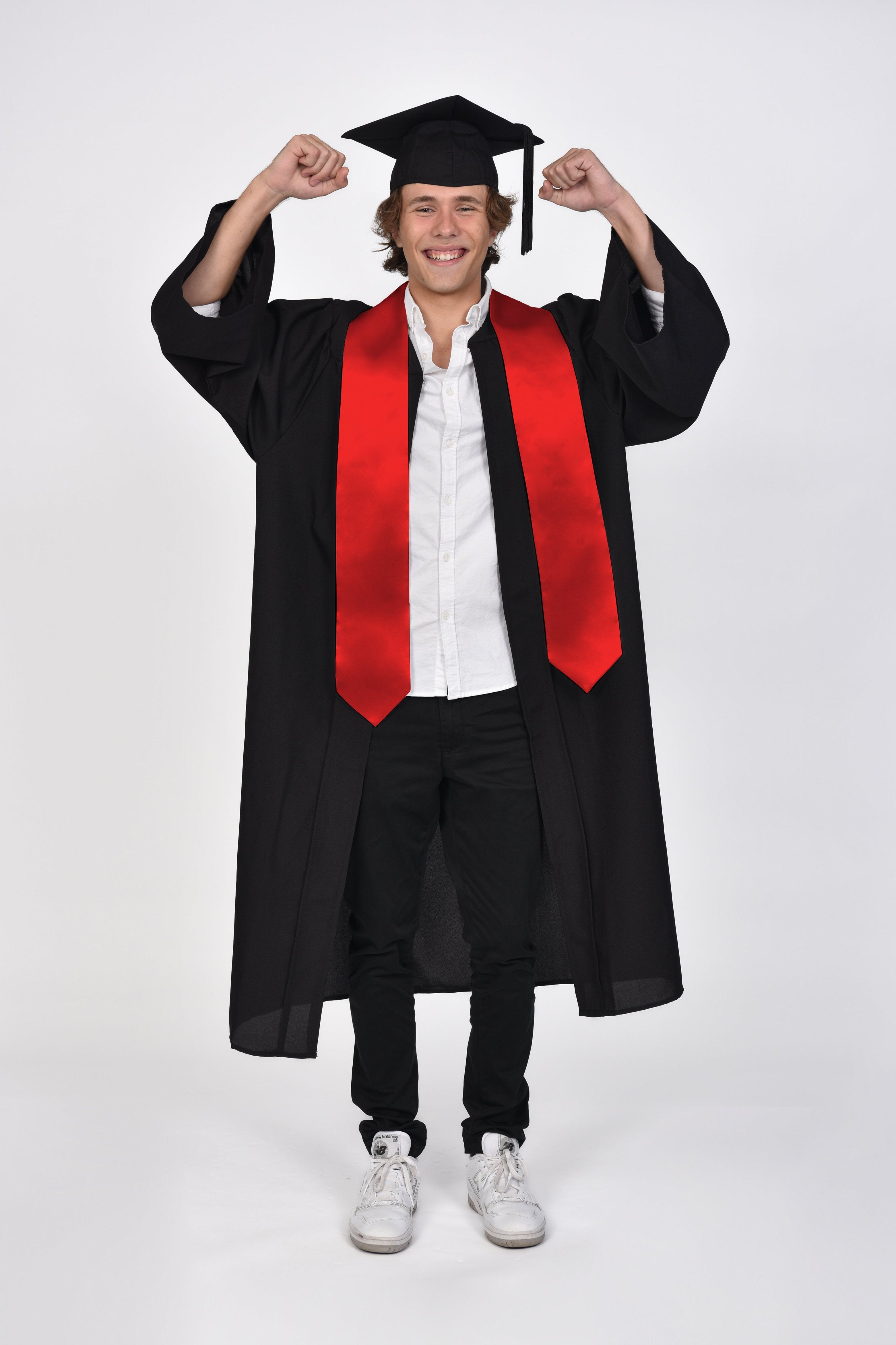 Plain Red Coloured Graduation Sash On Student