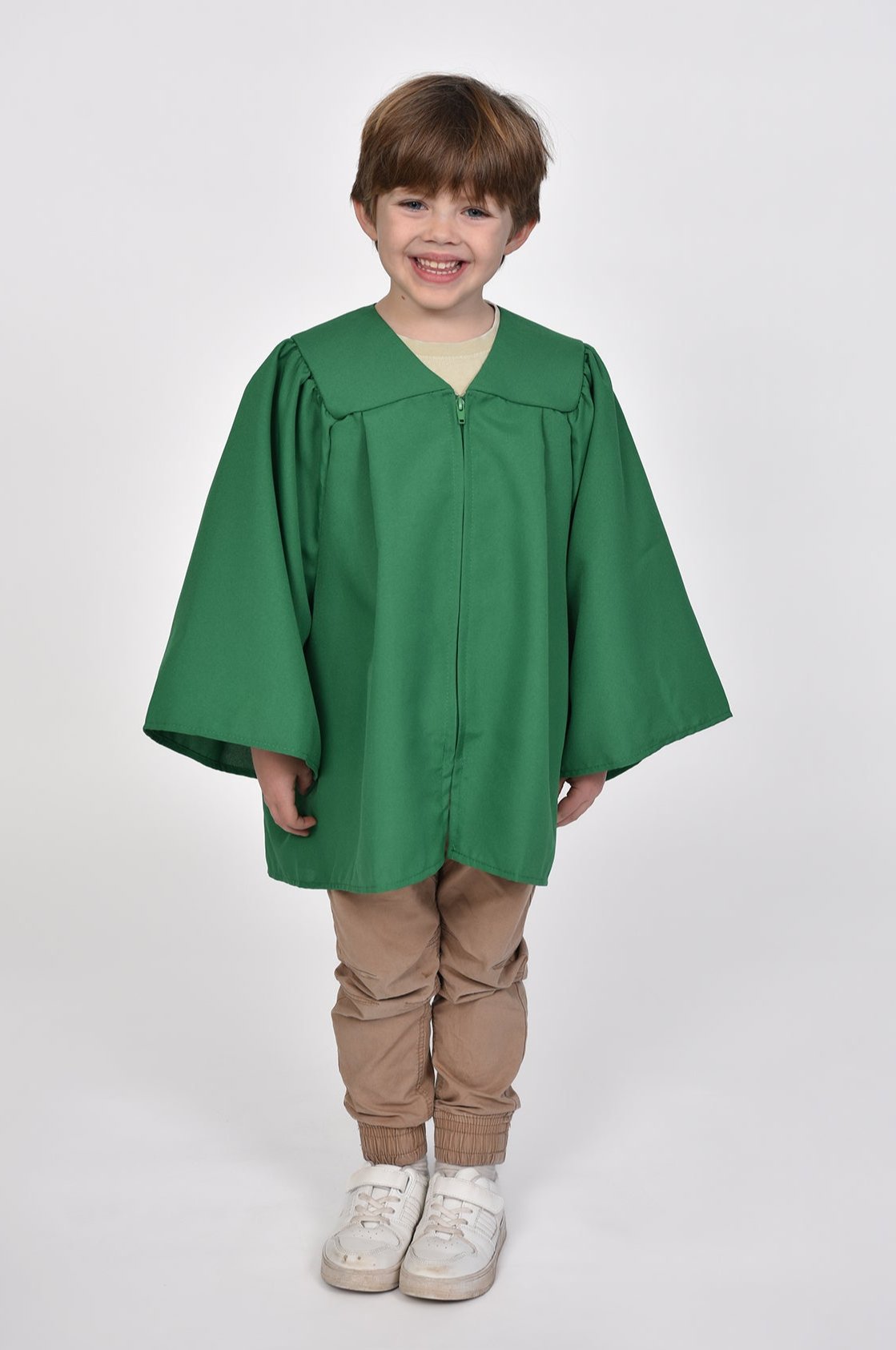 Green graduation gown for children