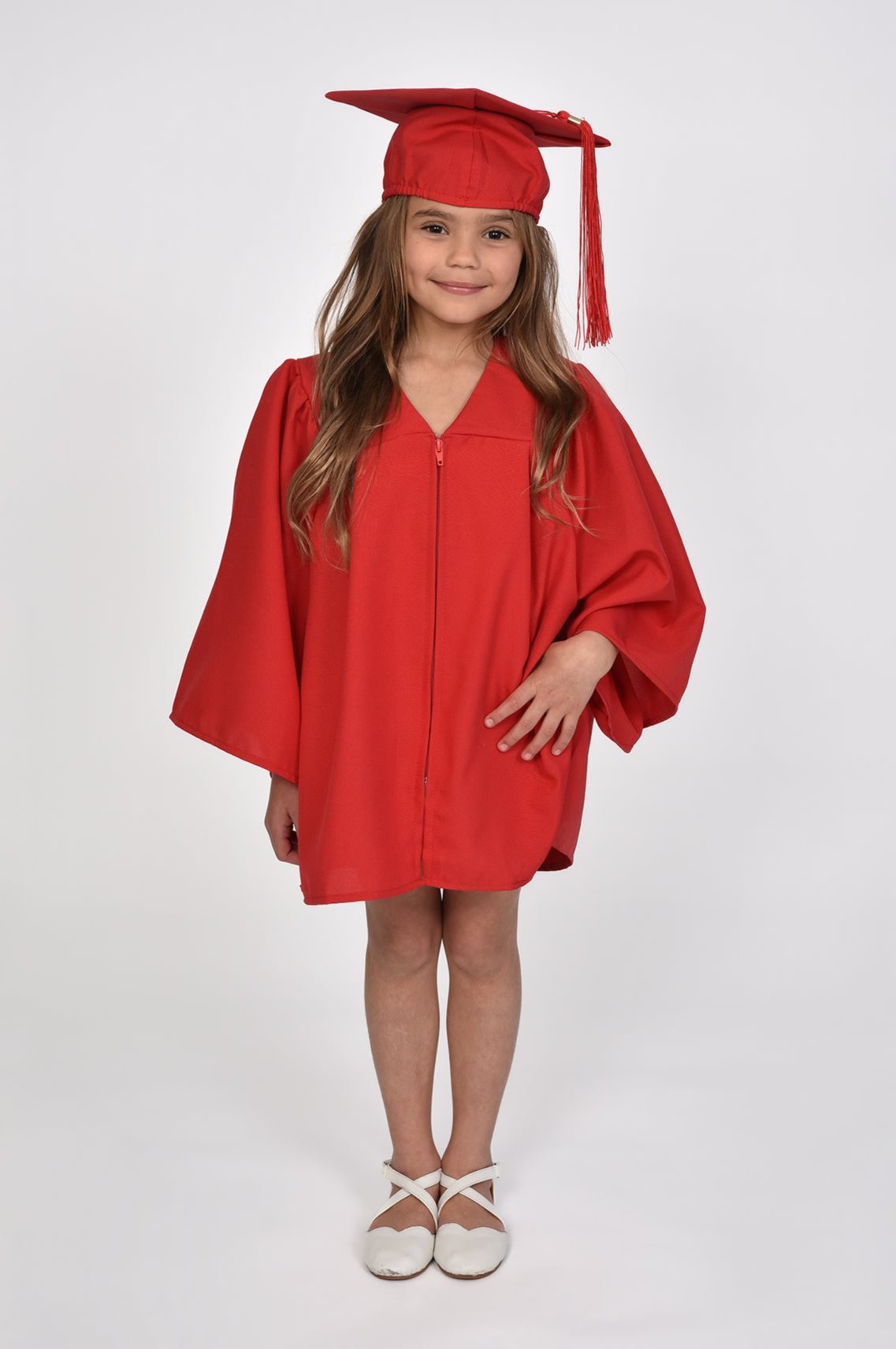 Children's Sized Graduation Cap & Gown Set in Red