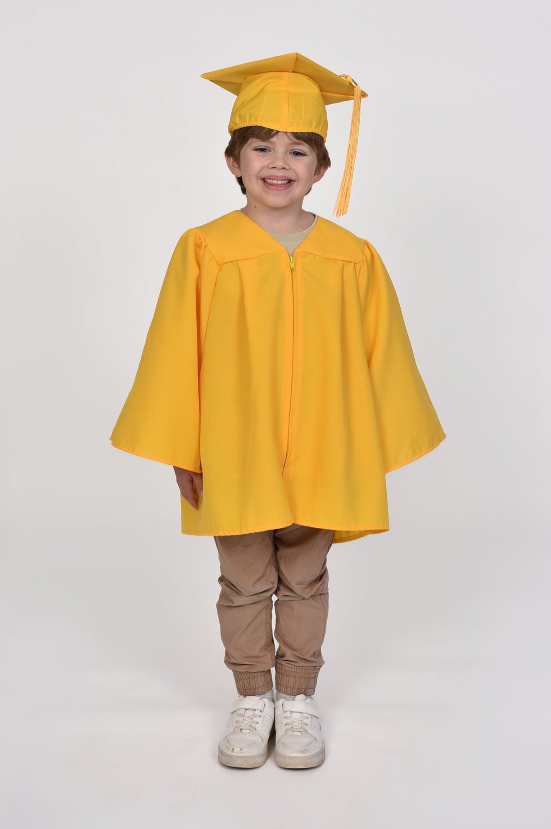 Children's Sized Graduation Outfit Including Hat & Gown in Yellow