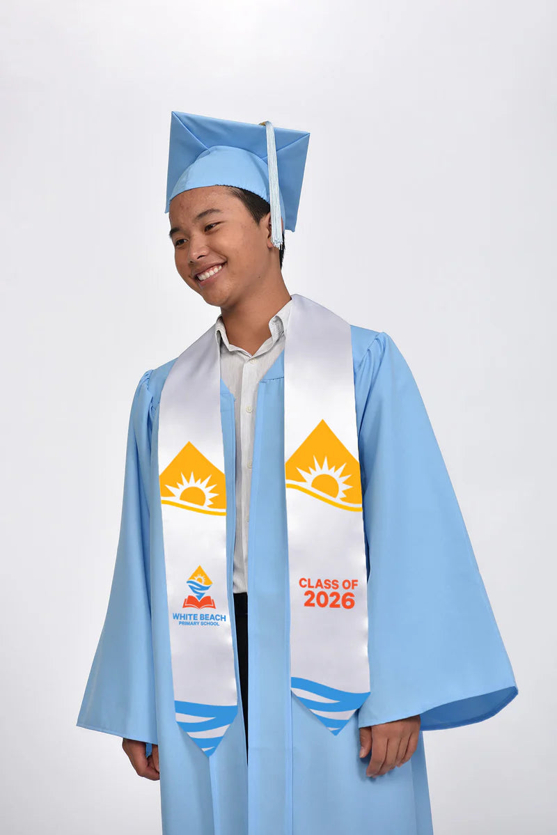 Bold colours primary school graduation sash design
